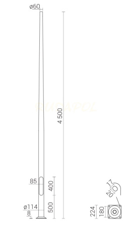 SŁUP SAL-4,5/B60 ALUMINIOWY ANODOWANY