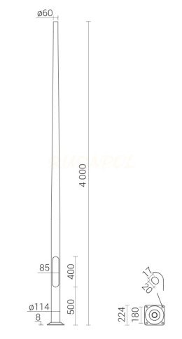 SŁUP SAL-4/B60 ALUMINIOWY ANODOWANY