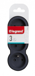 Rozgałęźnik 3x2P+Z frontowy CZARNY/GRAFIT (049434)