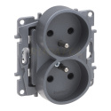 NILOE-SELECTION Gniazdo 2x2P+Z STALOWE (762342)