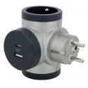 Rozgałęźnik 2x2P+Z USB A+C biały/grafitowy (049439)