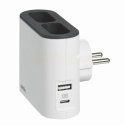 Rozgałęźnik 2x2P+Z USB A+C biały/grafitowy (049401)