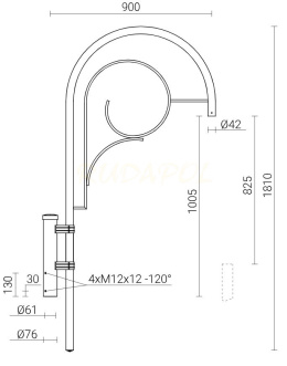 Wysięgnik aluminium WA-14/1 anodowany