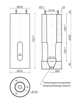 Fundament betonowy B-20