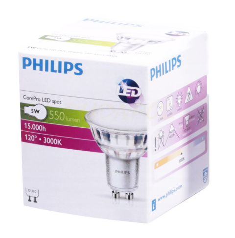 Philips Żarówka LED 5W GU10 świeci jak 50W 8718696761304 Philips Żarówka LED 5W GU10 świeci jak 50W 8718696761304