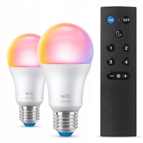 2 x Żarówka LED 8,5W E27 RGB = 60W kpl + Pilot