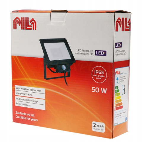 NAŚWIETLACZ LED IP65 50W 4000K CZARNY z czujnikiem ruchu