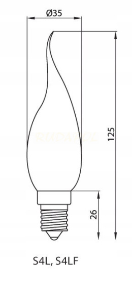 Żarówka świecowa 25W 230V E14 matowa szpic