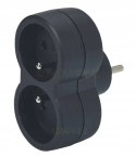 Rozgałęźnik 2x2P+Z pionowy CZARNY (50504)