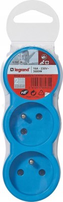 Rozgałęźnik 3x2P+Z poziomy BIAŁO-NIEBIESKI