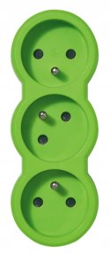 Rozgałęźnik 3x2P+Z poziomy BIAŁO-ZIELONY (50505)